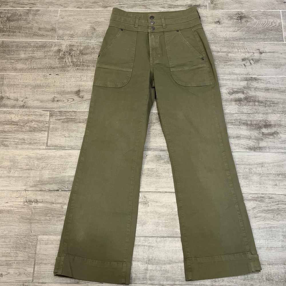 Veronica Beard Jeans Size 26 Clover Green Marley Convertible Leg High Rise Pants